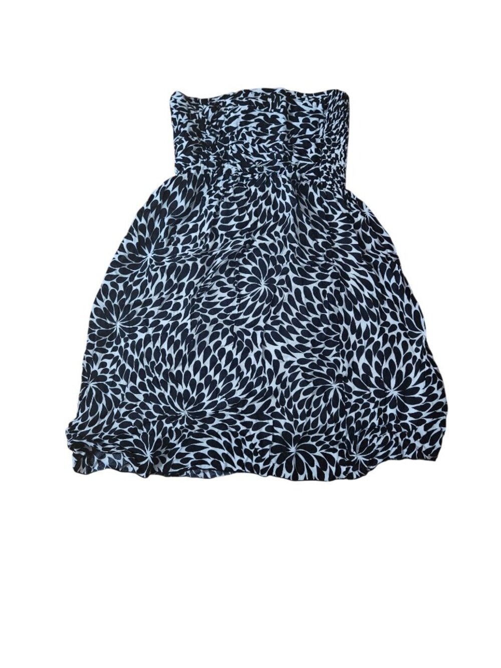 Strapless Black & White Smocked Sundress By Pineapples Size Small 100% Cotton Fl